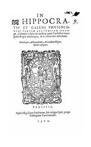Cover of: In Hippocratis et Galeni physiologiae partem anatomicam isagoge