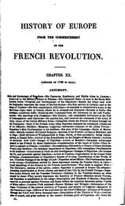 Cover of: History of Europe from the commencement of the French revolution ... to the ...