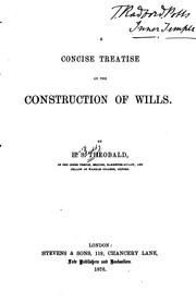 Cover of: A Concise Treatise on the Construction of Wills