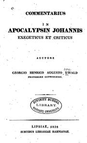 Cover of: Commentarius in Apocalypsin Johannis exegeticus et criticus
