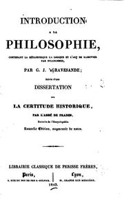 Cover of: Introduction á la philosophie, contenant la métaphysique la logique et l'art de raisonner par ...