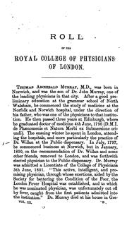 Cover of: The Roll of the Royal College of Physicians of London: Comprising Biographical Sketches of All ... by Brown, G. H , William Munk, Royal College of Physicians of London