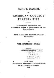 Cover of: Baird's Manual of American College Fraternities by 