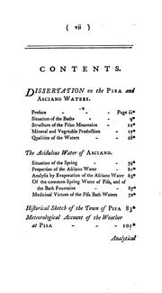 Cover of: A Chemical Dissertation on the Thermal Waters of Pisa, and on the Neighbouring Acidulous Spring ...