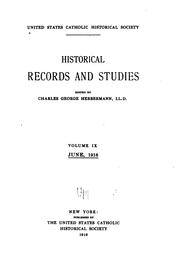 Cover of: Historical Records and Studies by United States Catholic Historical Society, United States Catholic Historical Society