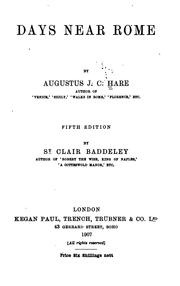 Cover of: Days Near Rome by Augustus J. C. Hare, Welbore St. Clair Baddeley