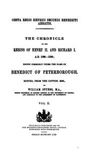 Cover of: The chronicle of the reigns of Henry II and Richard I, A.D. 1169-1192: known commonly under the ...