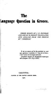 Cover of: The Language Question in Greece: Three Essays