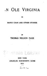 Cover of: In Ole Virginia: Or, Marse Chan and Other Stories