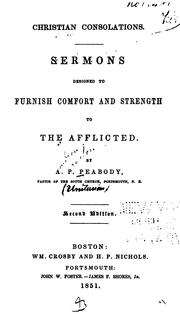 Cover of: Christian Consolations: Sermons Designed to Furnish Comfort and Strength to the Afflicted