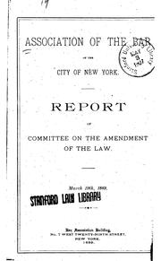 Cover of: Report of Committee on the Amendment of the Law