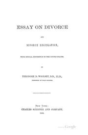 Cover of: Essay on Divorce and Divorce Legislation