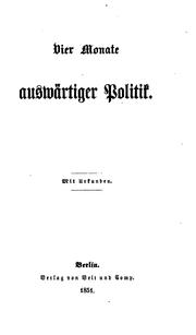 Cover of: Vier Monate auswärtiger Politik: Mit Urkunden