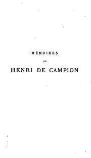 Cover of: Mémoires de Henri de Campion