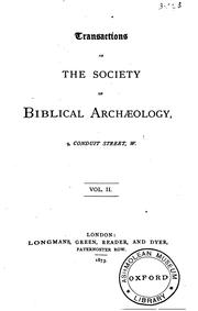 Cover of: Transactions of the Society of Biblical Archæology
