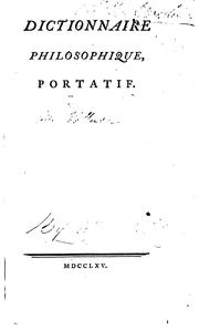 Cover of: Dictionnaire philosophique portatif by Voltaire, Georges Bengesco