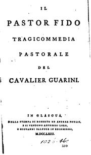 Cover of: Il pastor fido: tragicommedia pastorale