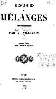 Cover of: Discours et mélanges littéraires