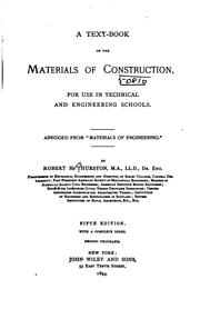 Cover of: A Text-book of the Materials of Construction, for Use in Technical and ... by Robert Henry Thurston
