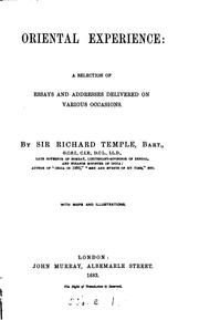 Cover of: Oriental Experience: A Selection of Essays and Addresses Delivered on ... by Sir Richard Temple