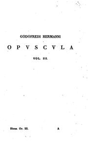 Cover of: Opuscula by Gottfried Hermann