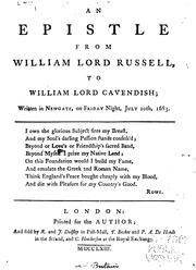 Cover of: An Epistle from William Lord Russell: Written in Newgate, on Friday Night, July 20th, 1683 ...