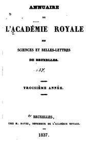 Cover of: Annuaire de l'Académie royale des sciences et belles-letres de Bruxelles