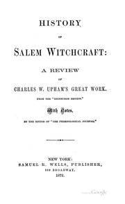 Cover of: History of Salem Witchcraft: A Review of Charles W. Upham's Great Work