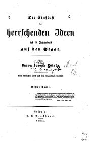 Cover of: Der Einfluss der herrschenden Ideen des 19. Jahrhunderts auf den Staat