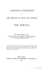 Cover of: Analytical Exposition of the Epistle of Paul, the Apostle to the Romans. ...