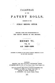 Cover of: Calendar of the patent rolls preserved in the Public Record Office, prepared ...