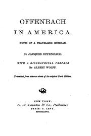Cover of: Offenbach in America: Notes of a Travelling Musician