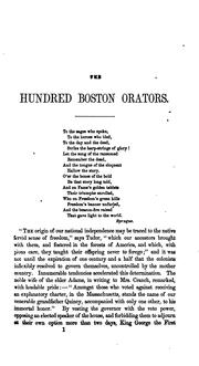 Cover of: The Hundred Boston Orators Appointed by the Municipal Authorities and Other Public Bodies, from ...