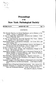 Cover of: Proceedings of Meetings of the New York Pathological Society