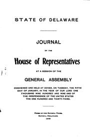 Cover of: Journal of the House of Representatives of the State of Delaware, at a ...