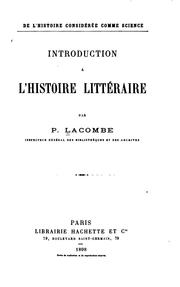 Cover of: Introduction a l'histoire littéraire