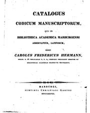 Cover of: Catalogus codicum manuscriptorum, qui in bibliotheca academica Marburgensi ... by Karl Friedrich Hermann