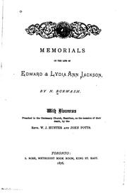 Cover of: Memorials of the Life of Edward & Lydia Ann Jackson: With Discourses ...