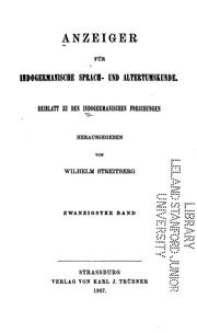 Cover of: Indogermanische Forschungen: Zeitschrift für indogermanische Sprach- und Altertumskunde by 