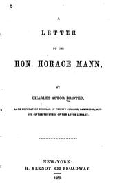 Cover of: A Letter to the Honorable Horace Mann