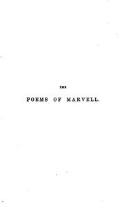 Cover of: The Poetical Works of Andrew Marvell: With a Memoir of the Author
