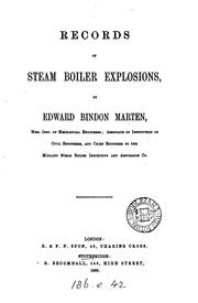 Cover of: Records of steam boiler explosions by Edward Bindon Marten