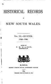 Cover of: Historical Records of New South Wales, Volume 3, Hunter 1796–1799 by New South Wales