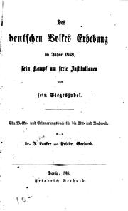 Cover of: Des deutschen Volkes Erhebung im Jahre 1848: sein Kampf um freie ...