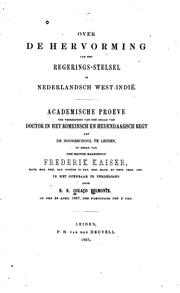 Over de hervorming van het regeringsstelsel in Nederlandsch West-Indië by Benjamin Elie Colaço Belmonte