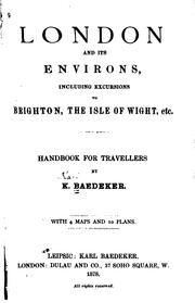 Cover of: London and Its Environs: Including Excursions to Brighton, the Isle of Wight ... by Karl Baedeker (Firm)