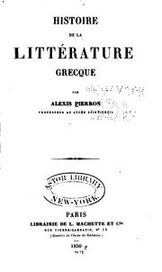 Cover of: Histoire de la littérature grecque