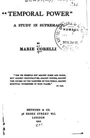 Cover of: Temporal Power: A Study in Supremacy ... by Marie Corelli
