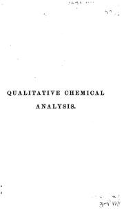Cover of: Qualitative Chemical Analysis