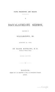 Cover of: Baccalaureate Sermons, and Occasional Discourses